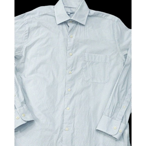 Peter Millar White Blue Dots Button Up Shirt Medium Long Sleeve Cotton Collared - Picture 4 of 10